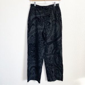 Lafayette 148 Wool Velvet Wide Legs Pants Paisley Black Pants 8
